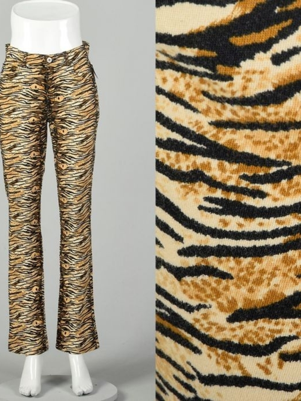90s Guess Jeans Tiger Stripe Pants Mid Rise Cotton Bottoms Size 29